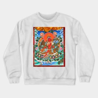 Red Tara Tibetan Buddhist Deity Thangka Crewneck Sweatshirt